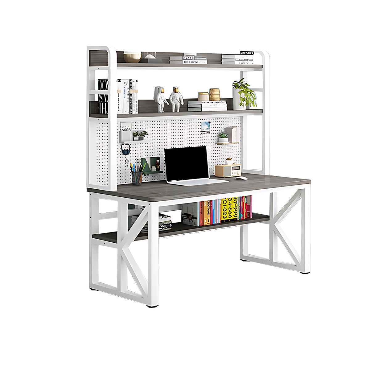 Modern Solid Wood Desk with Multi-Functional Storage & Efficient Organization