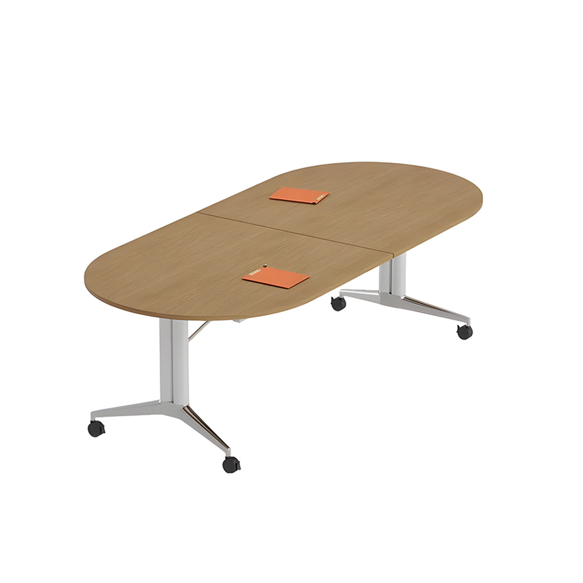 Folding Conference Table with Oval Top and Aluminum Legs for Offices