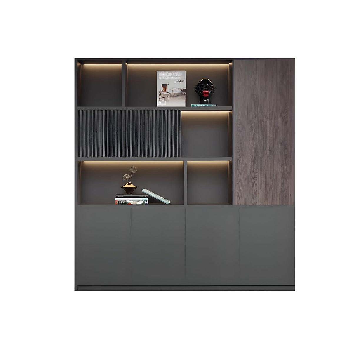 Premium Executive Office Wooden Cabinet with Shelves, Lockable Compartments, and Sliding Doors for Workplace Organization