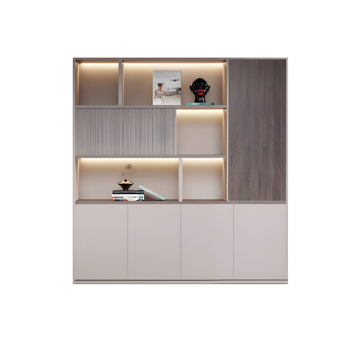 Premium Executive Office Wooden Cabinet with Shelves, Lockable Compartments, and Sliding Doors for Workplace Organization