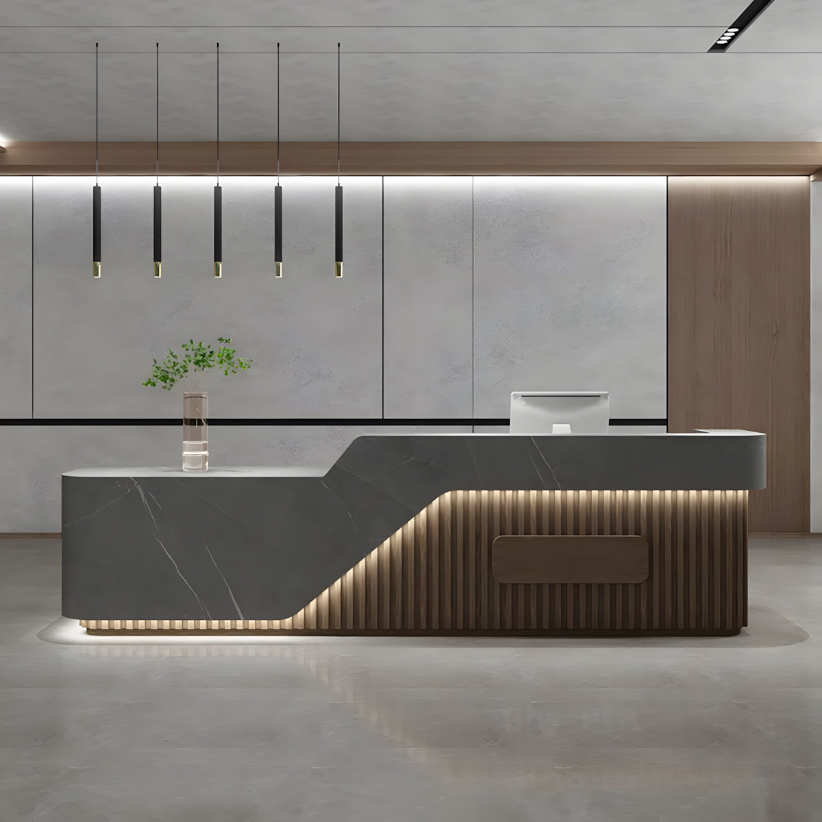 Modern Reception Desk with Under-Counter Storage for Front Office Counter for Company（Stock Items）