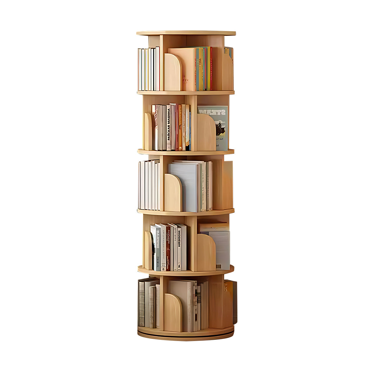 Minimalist Rotating Bookshelf, 360° Rotation, Multi-Layer Storage, Casters