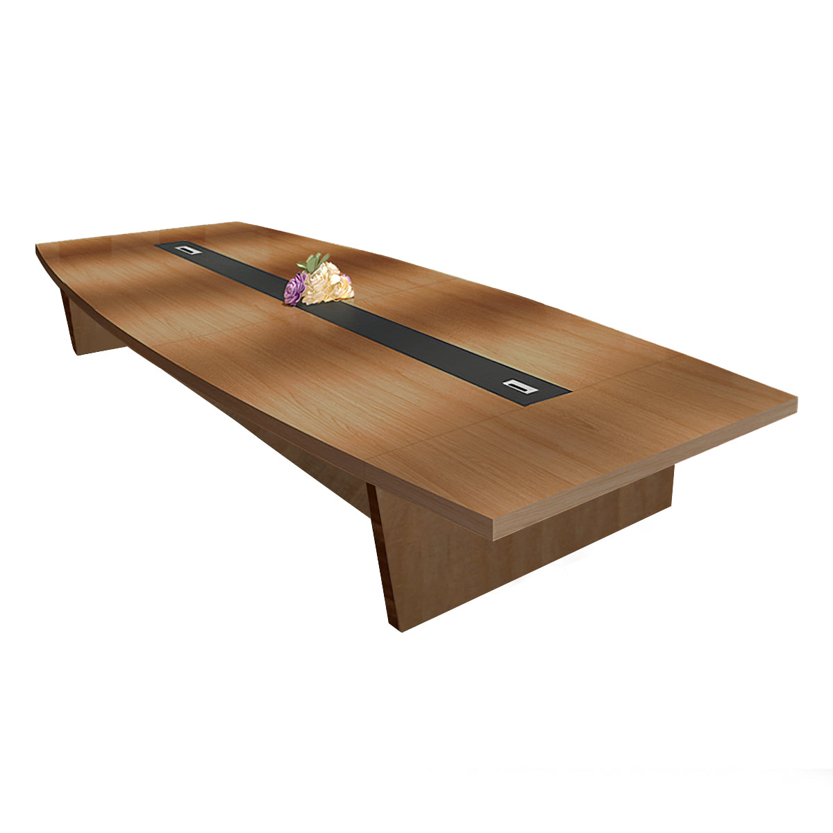 Modern Boat-Shaped Conference Table with Cable Management Ports