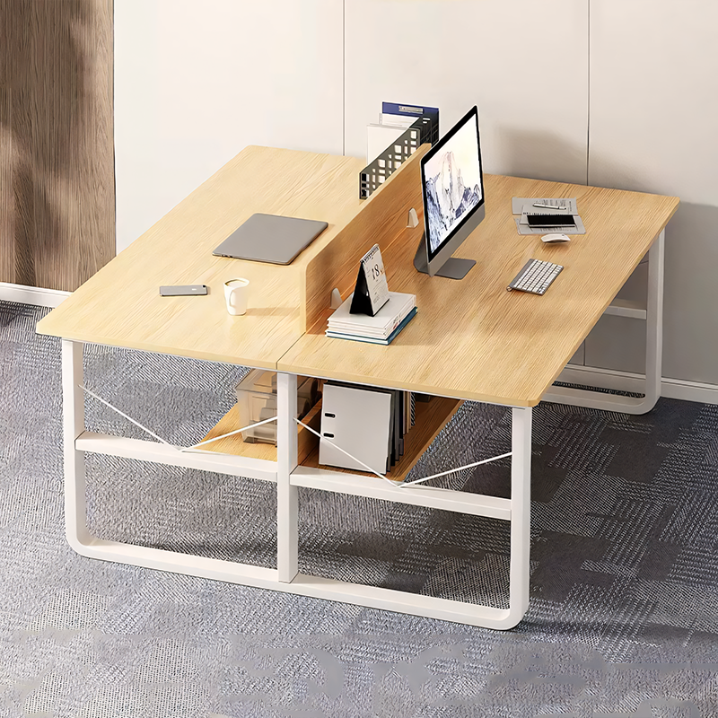 Simple  Office Desk with Partition for Staff, Freely Customizable, U Shaped Bracket