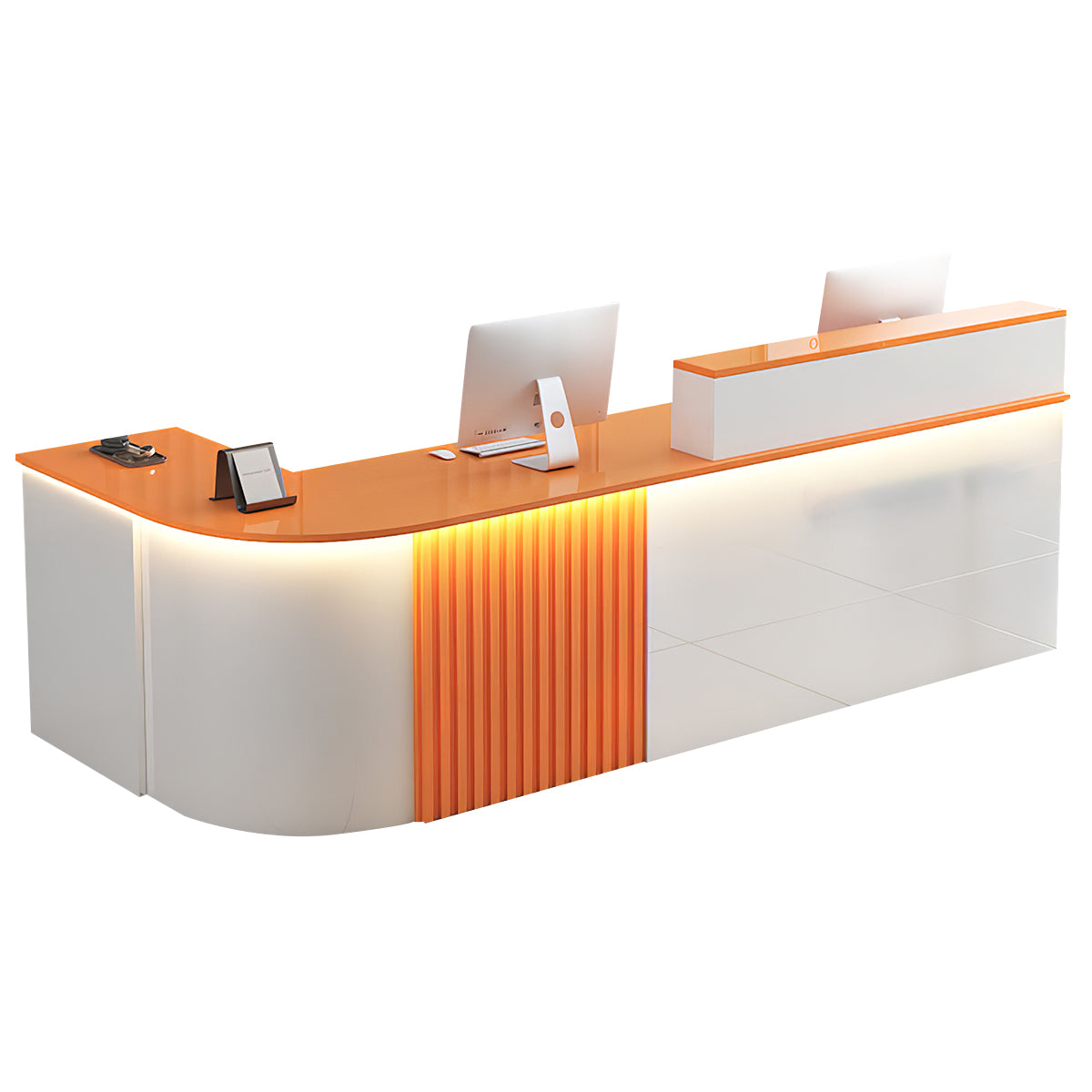 L-Shaped White Office Reception Desk and Store Counter