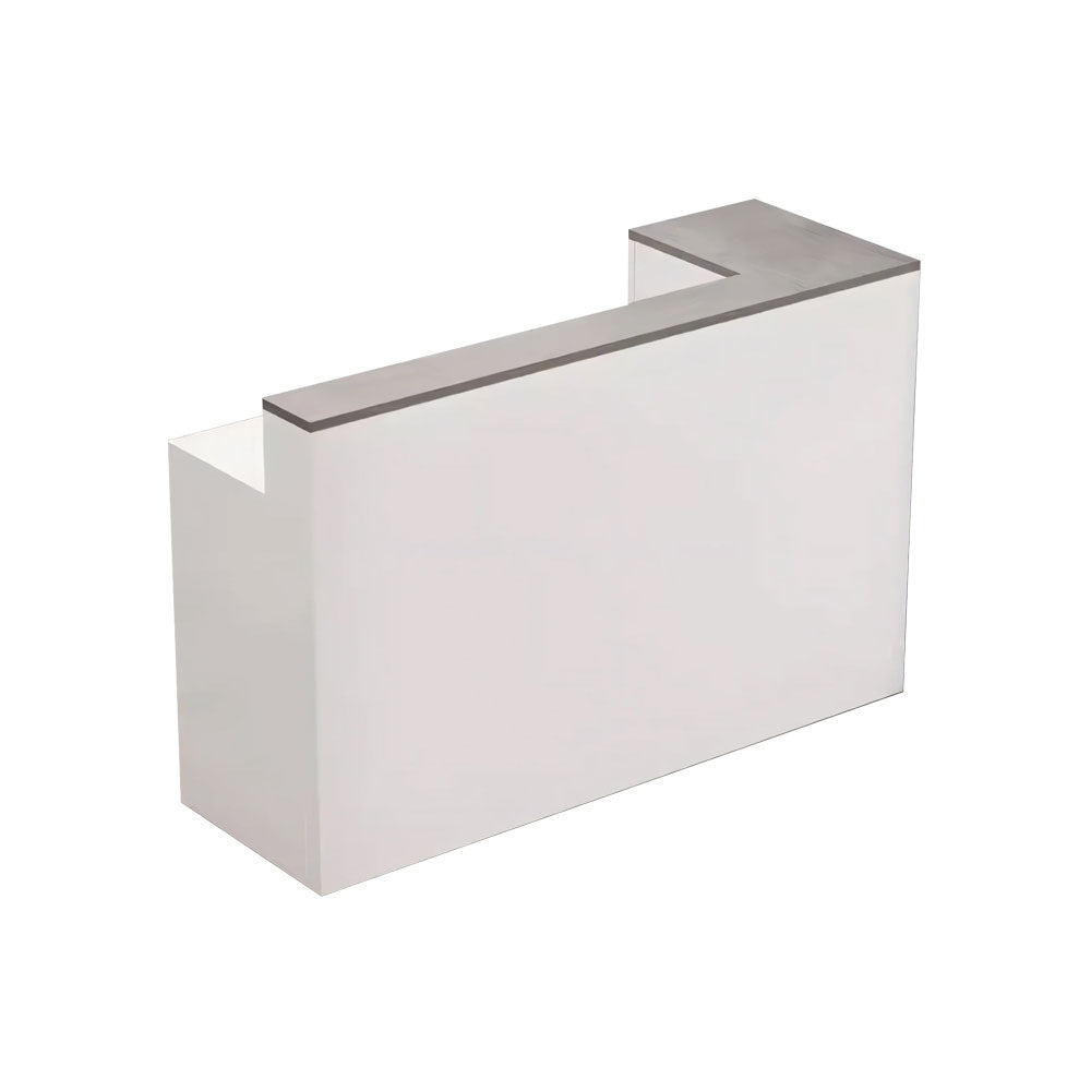 L-Shaped Corner Straight Compact Reception Desk with Keyboard Tray and Drawer for Stores and Salons