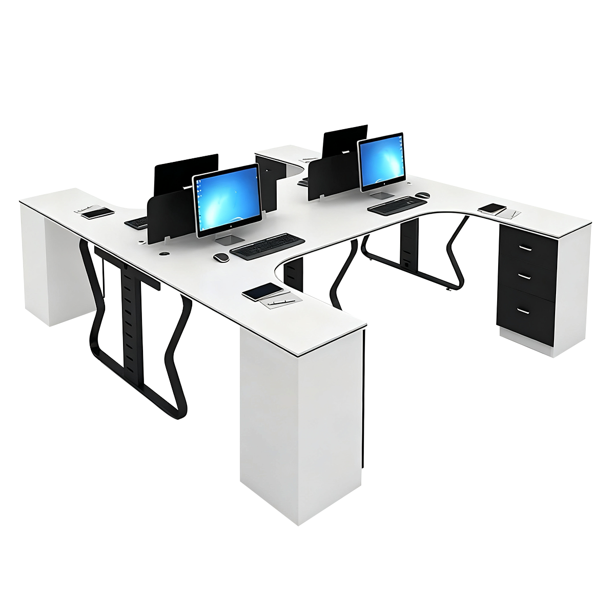 Modular Office Desk Eco-Friendly Board Steel Frame Cable Management