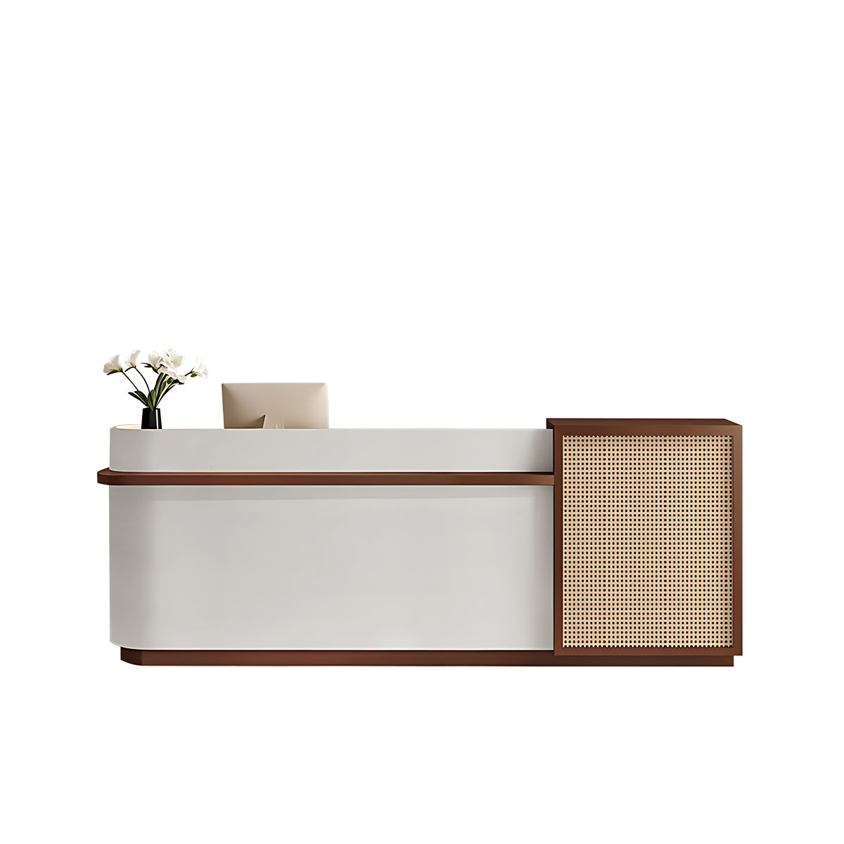 Natural Rattan Reception Desk Modern Office Furniture Storage Drawers