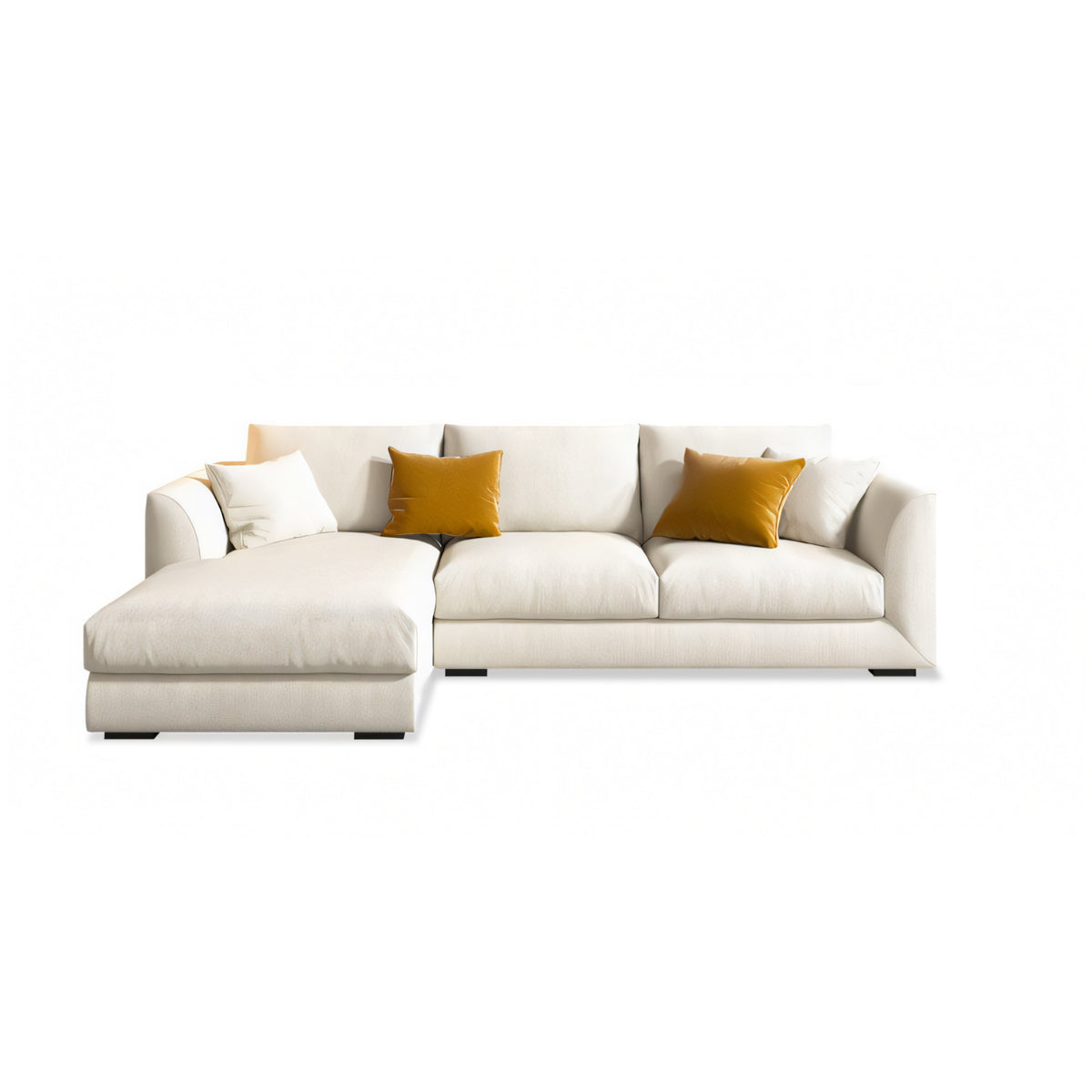 White Upholstered Performance Fabric Sectional Sofa