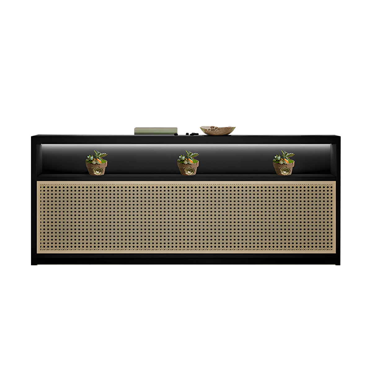 Sleek Reception Desk with Display Compartment for Modern Office Spaces