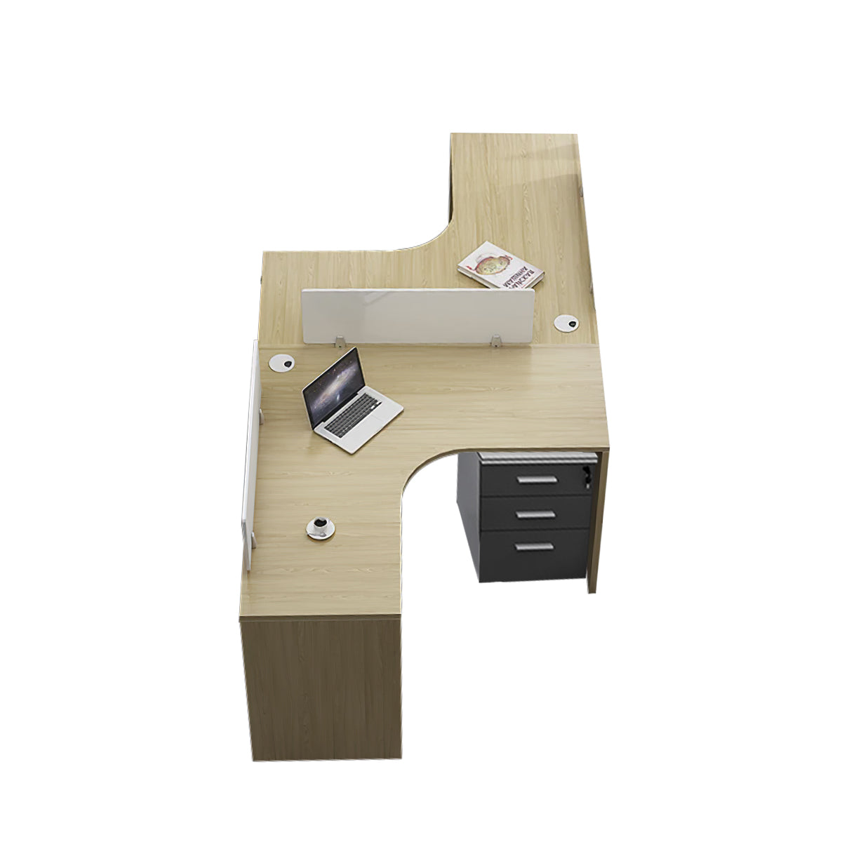 Modern Corner Shaped Employee Office Desk with Partition Panel