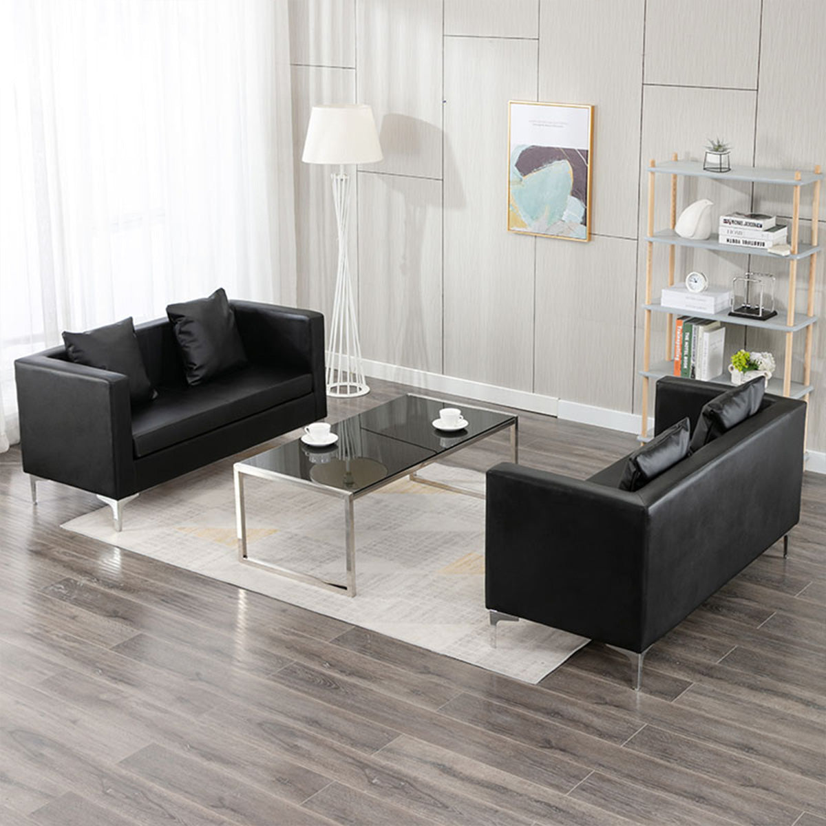 Modern Business Negotiation Room, Guest Reception Sofa in Black Color