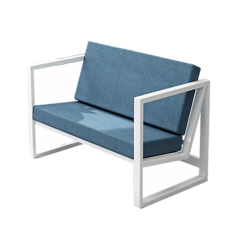 Modern Iron Office Three Seater Sofa in White and Blue