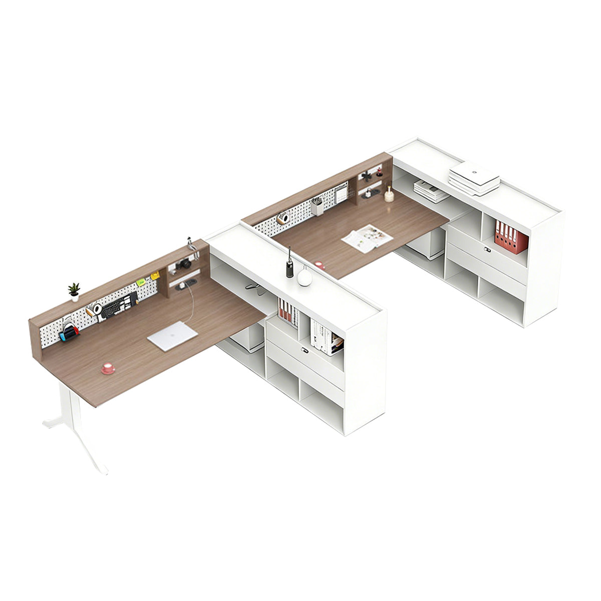 Modern Minimalist Office Desk with Built-In Outlets & Ample Storage