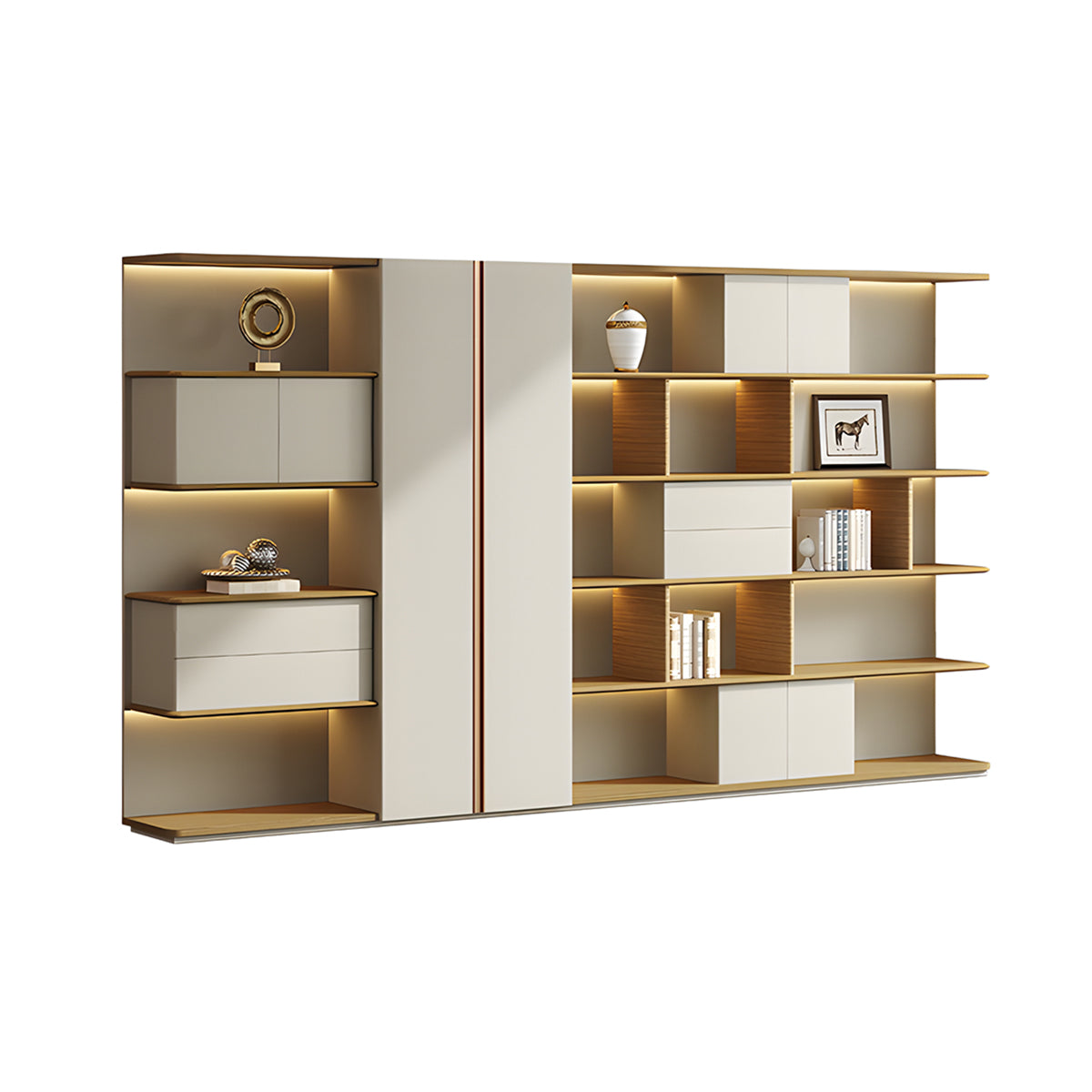 Modern Storage Cabinet with Large Storage Space & LED Lighting