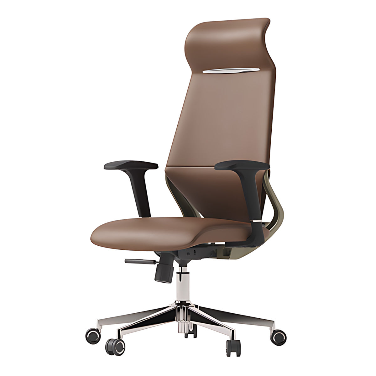 Minimalist Multifunctional Leather Office Chair with Lumbar Support