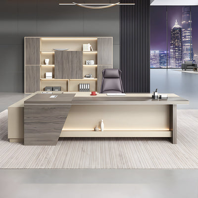 Minimalist Office Executive Desk with Side Storage Cabinet for Managers（Stock Items）