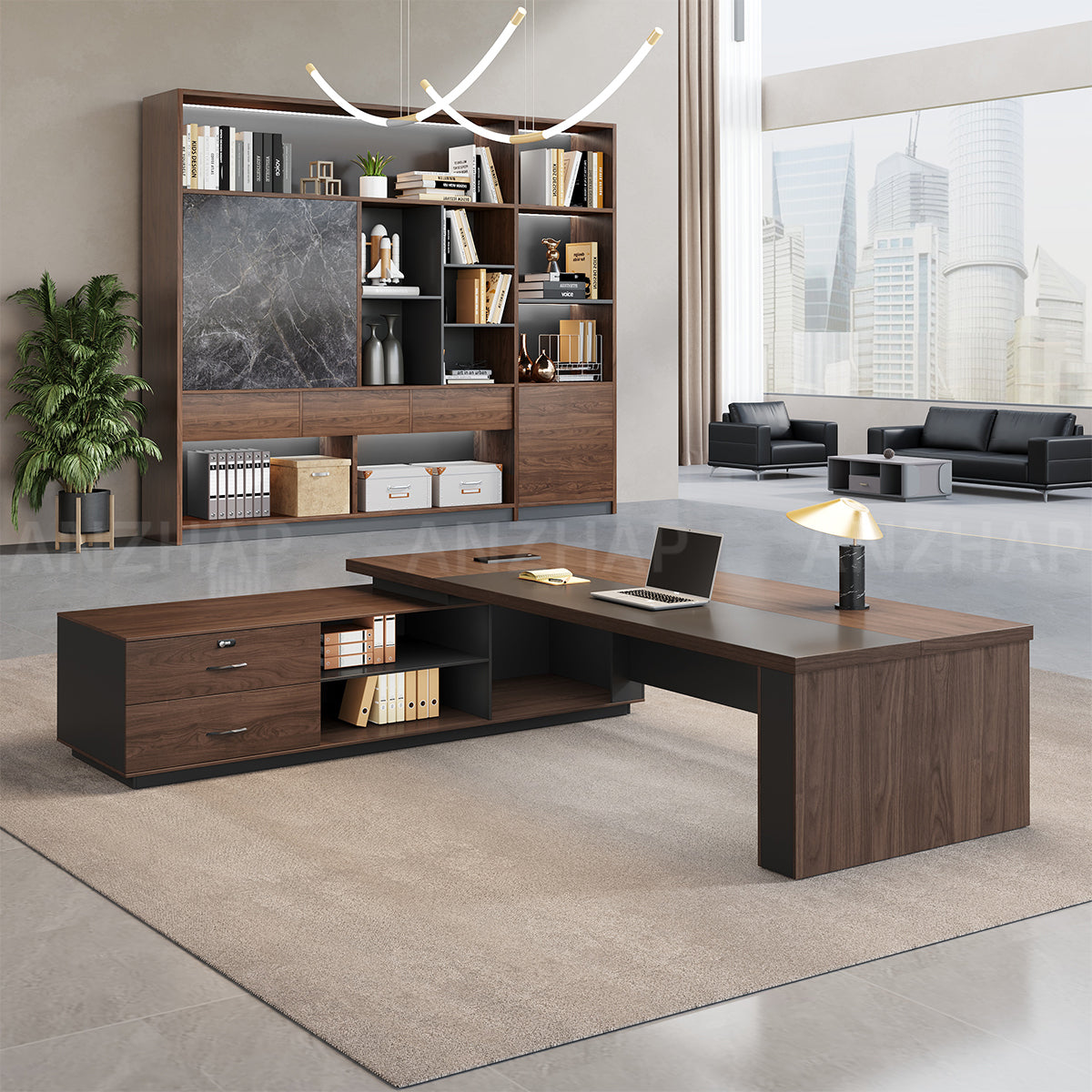 Timeless L-shaped Executive Desk with Spacious Legroom