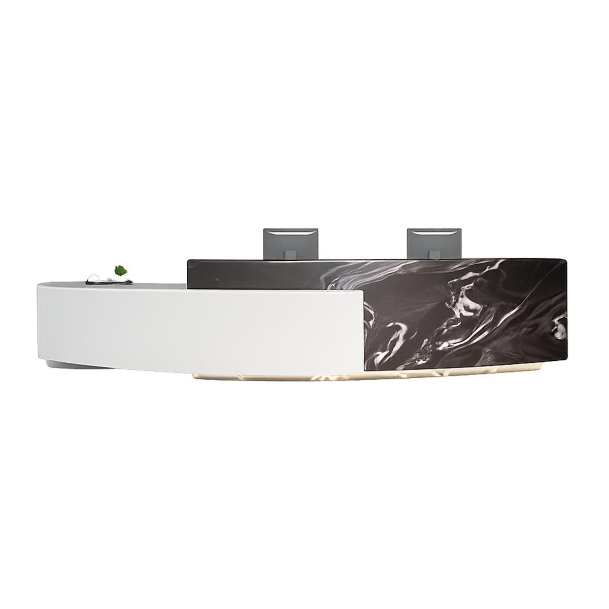 Reception Desk 47–157 in Wide with Ample Storage, Transaction Counter & Marble Top