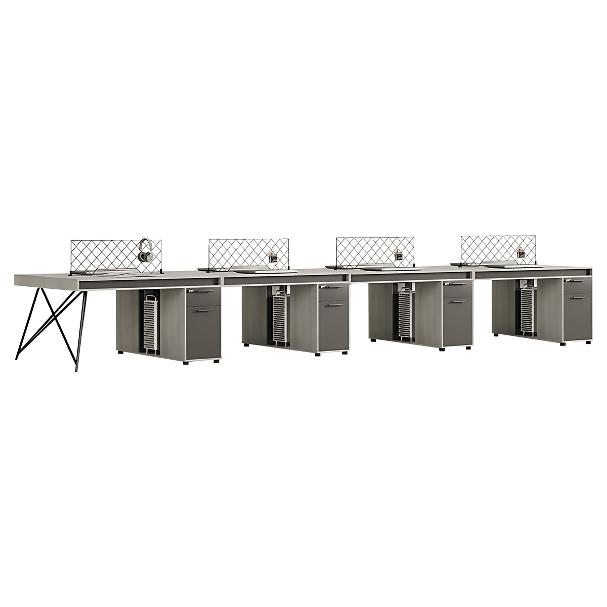 Modern Office Desk Steel Frame E1 Board Lockable Drawer CPU Cabinet