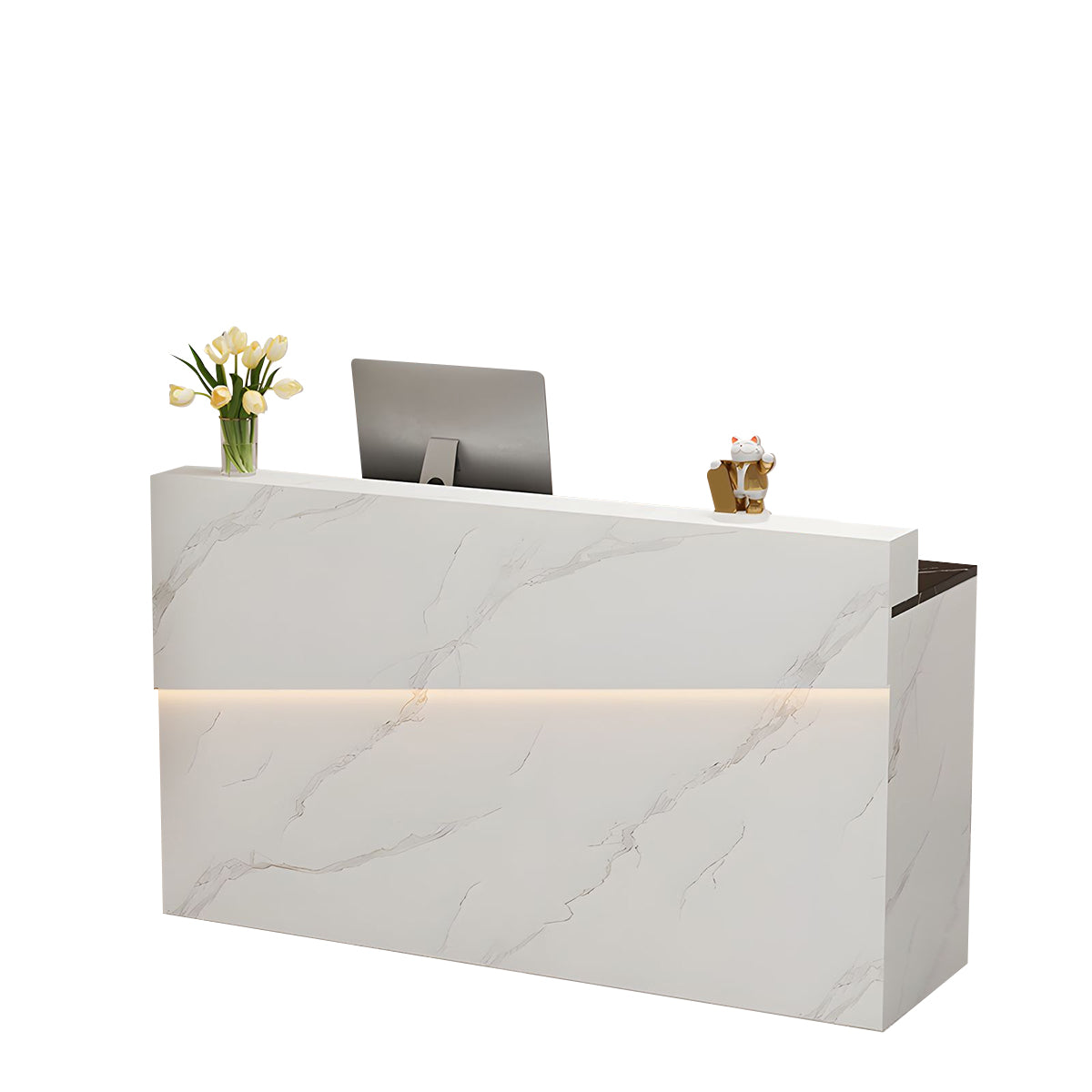 Minimalist and High-End Reception Desk with Elegant Light Strip and Thickened Desktop