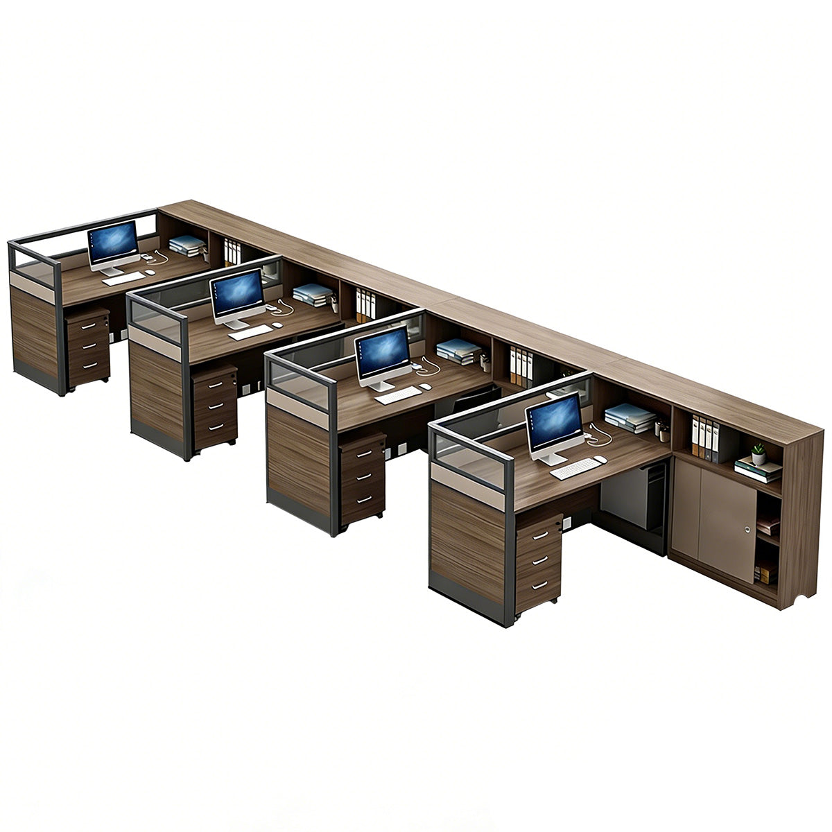 Stylish Low-Emission Office Desk with Privacy Screen for Cubicle Workspaces