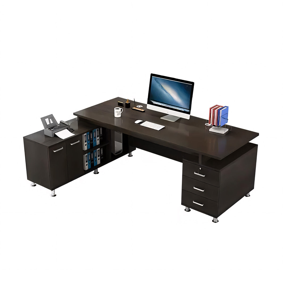 Thickened Office Desk Executive Desk with Cabinet Storage