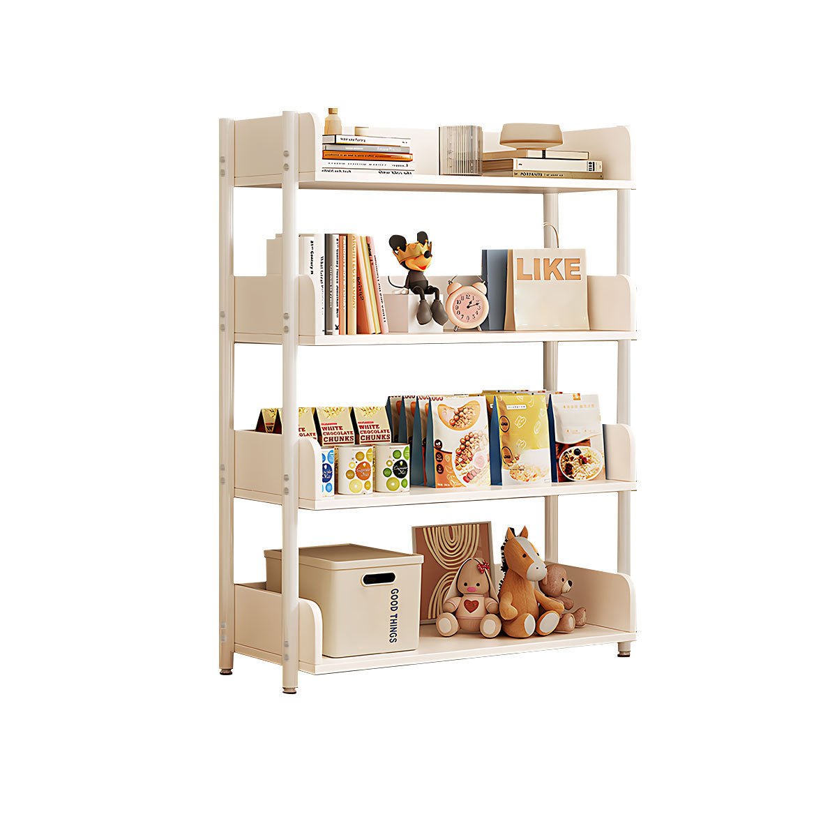 Minimalist Wood Bookshelf with Multi-Layer Storage and Anti-Fall Panels