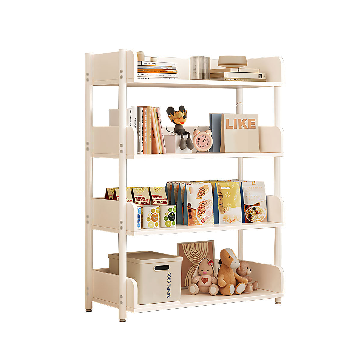 Minimalist Wood Bookshelf with Multi-Layer Storage and Anti-Fall Panels
