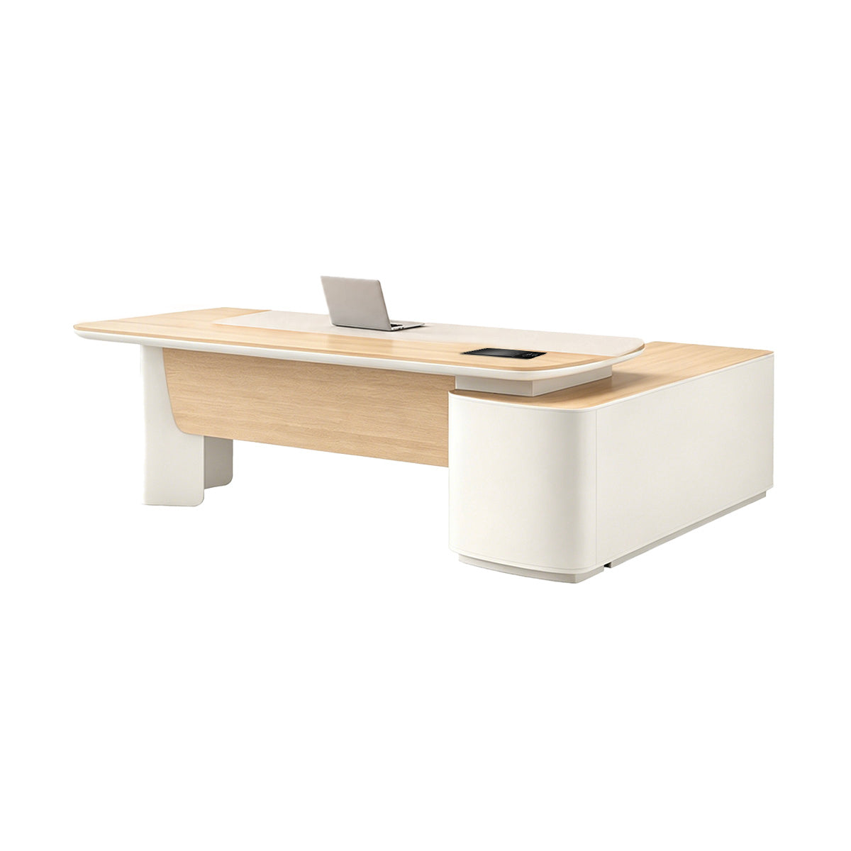 Executive Desk, Side Storage Cabinet on the Left with With Open Modesty Panel with L71" x W63" x H30", L71" x W63" x H30", for office workspace,...