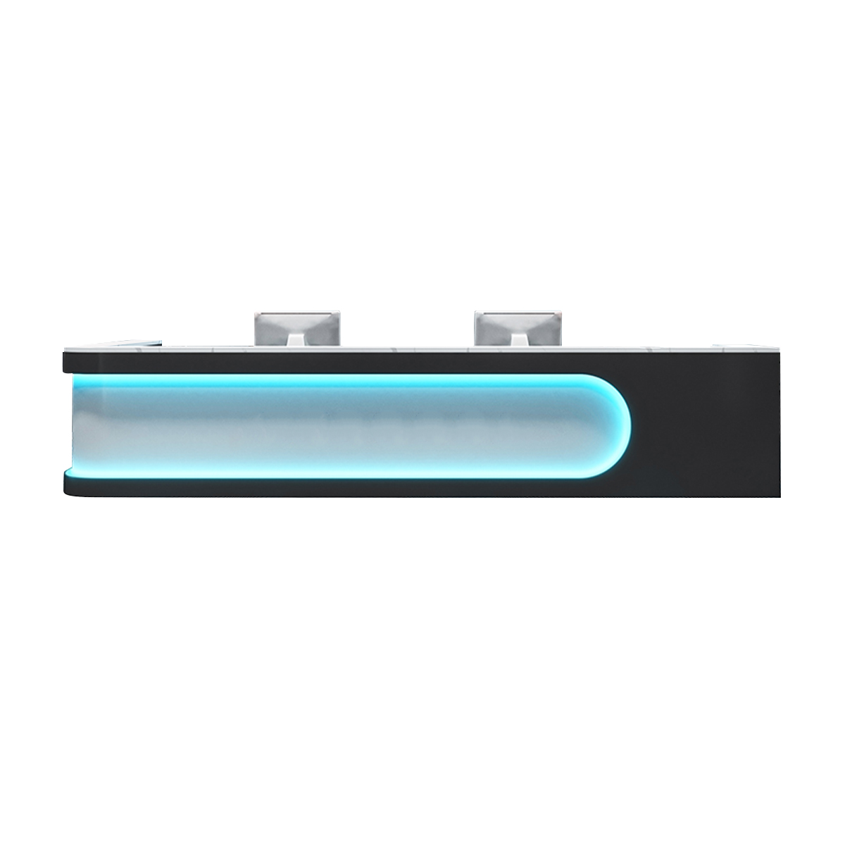 Sophisticated and Stylish L-Shaped Reception Desk with Elegant Light Strip Design and Thick Desktop