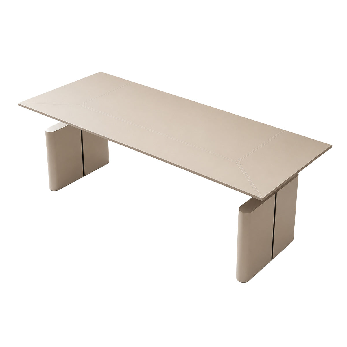 Electric Height-Adjustable Executive Desk with Power Hub and Saddle Leather Top