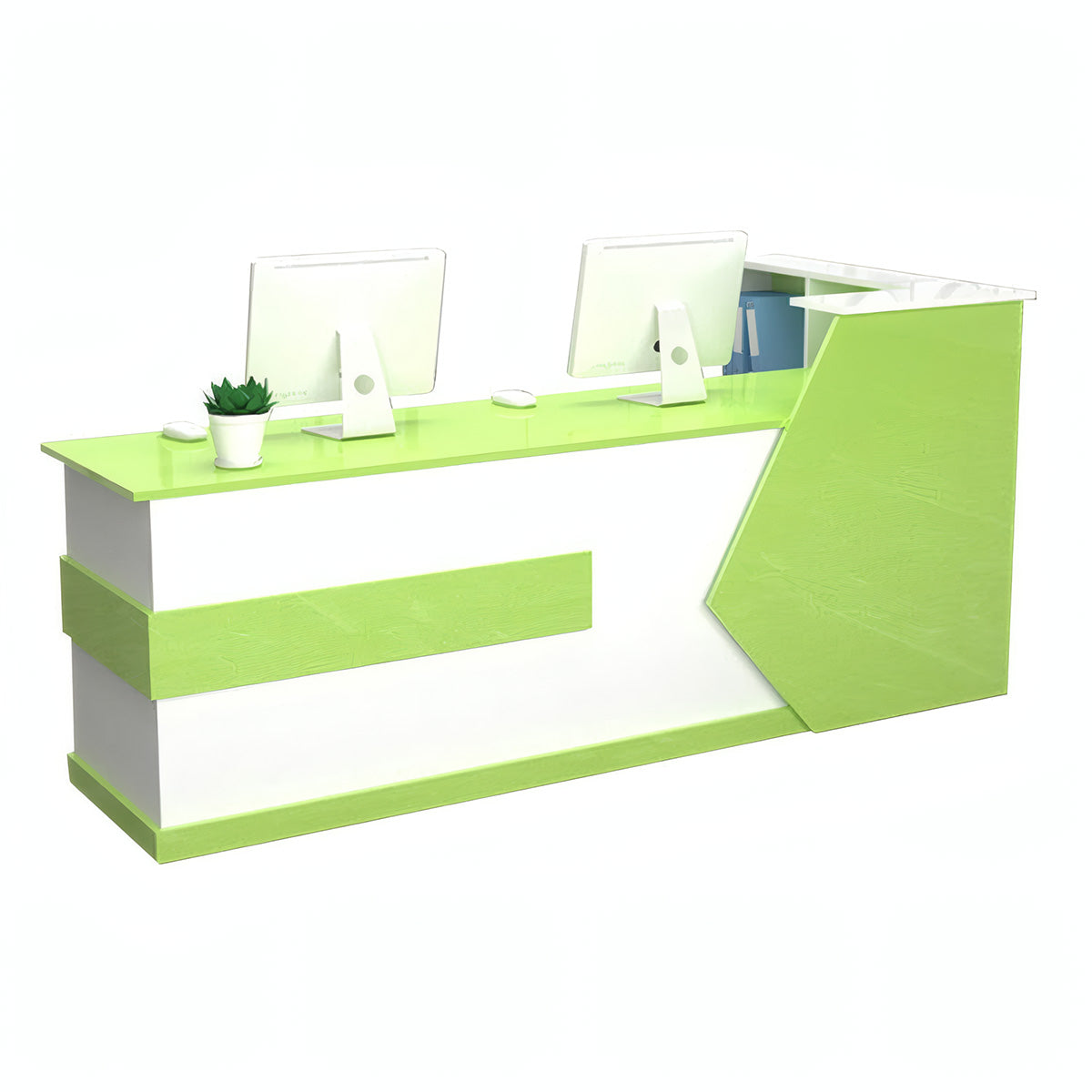 Modern Reception Desk 39–87 in Wide with Lockable Drawers, Transaction Counter, Steel Frame & Solid Wood