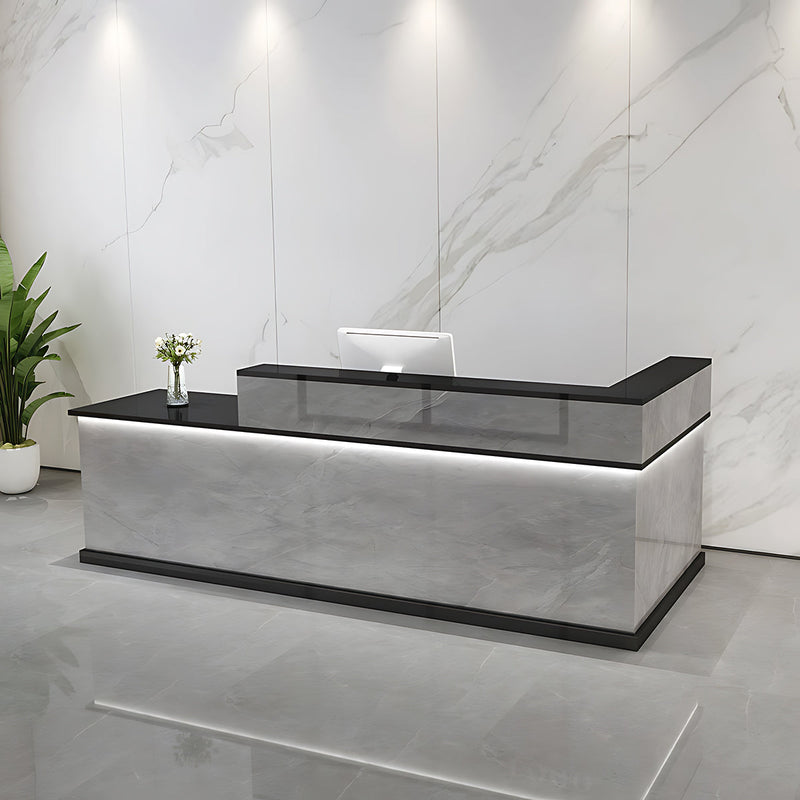 Sophisticated Reception Desk with Stylish LED Light Design