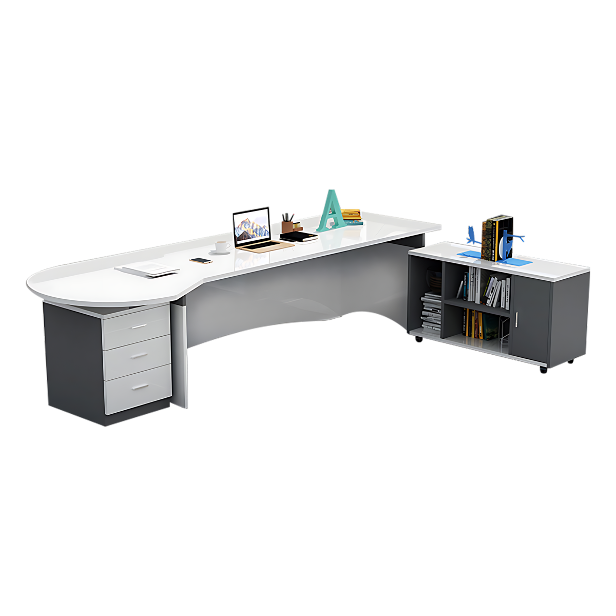 Executive desk with 3 Drawers and Rounded Corners Design