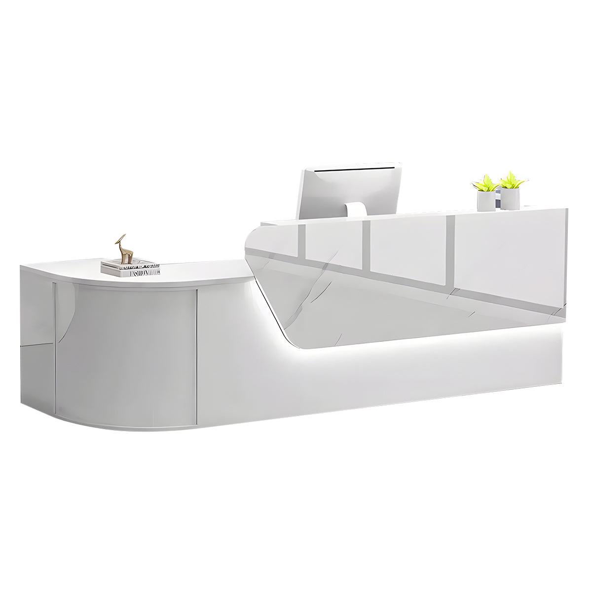L-shaped Wooden Reception Desk with Lacquer Finish