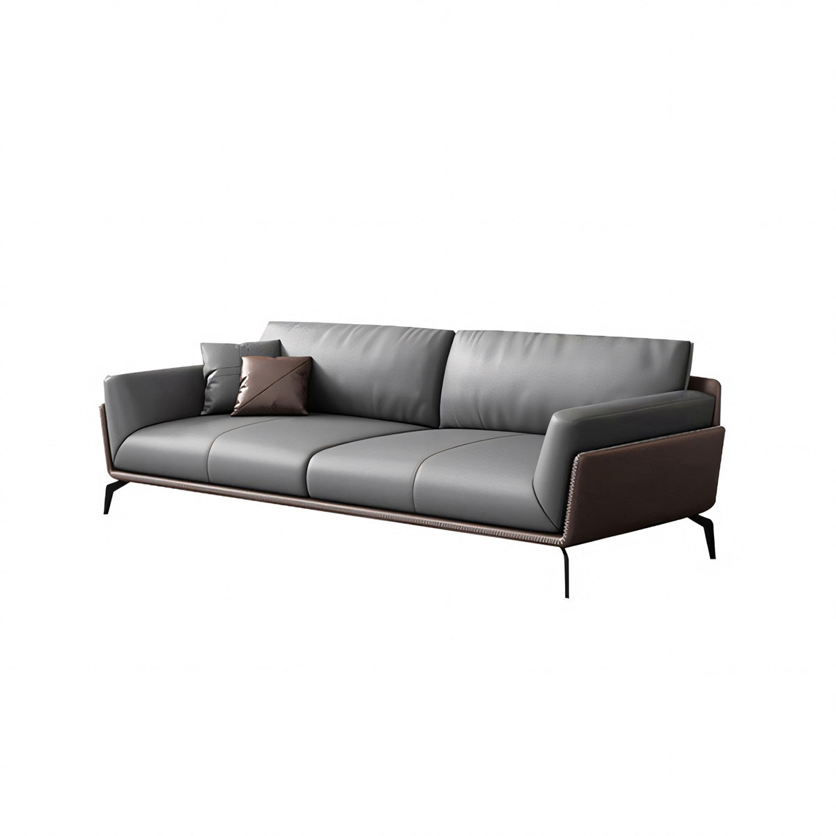 Simple Business Guest Office Leather Sofa, Gray, Three Seater