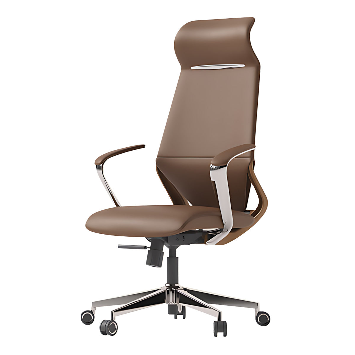 Minimalist Multifunctional Leather Office Chair with Lumbar Support