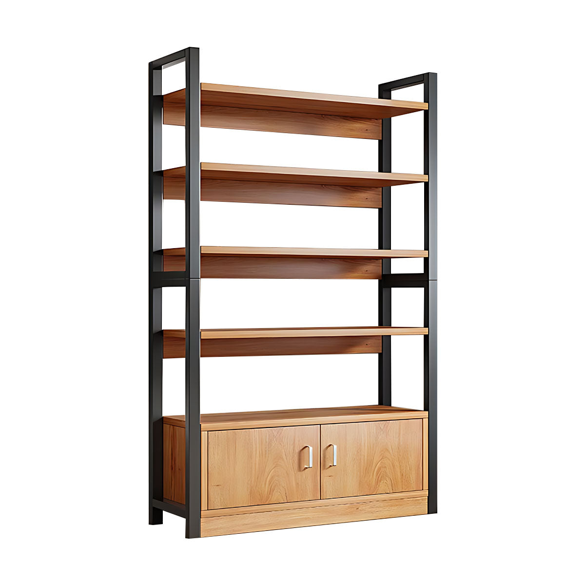 Modern Bookshelf with Thick Wood Shelves, Durable Open Storage