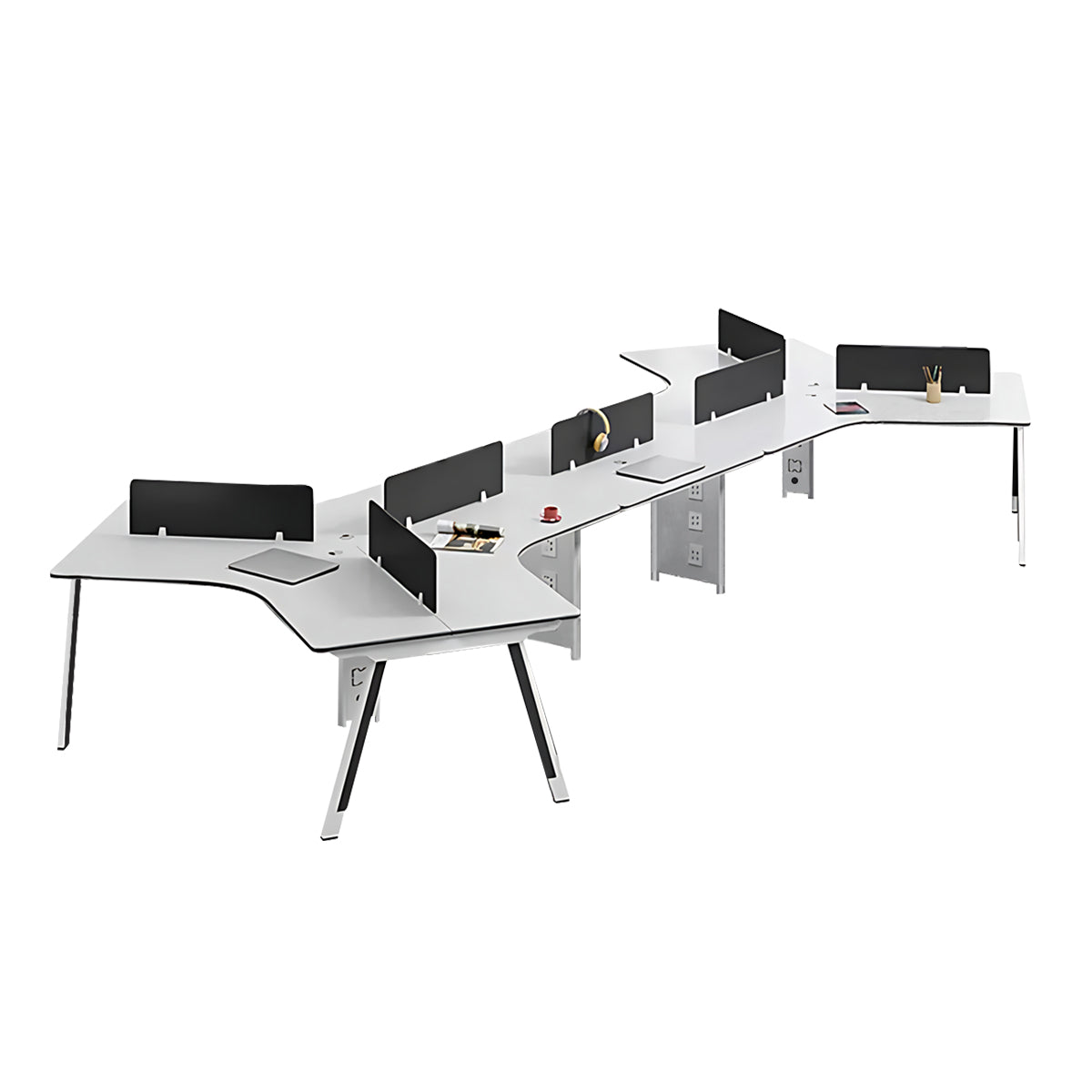 Modular Modern Office Desk with Two-Tone Lacquered Metal Legs