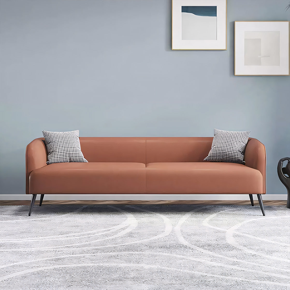 Modern Minimalist Leather Sofa, Double and Triple Seater