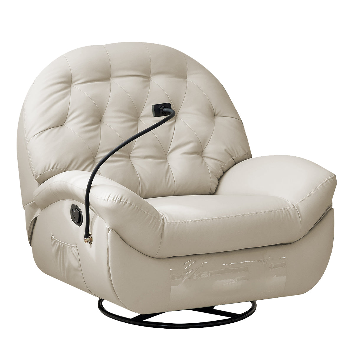 Half-Round Backrest Recliner Sofa with Phone Holder