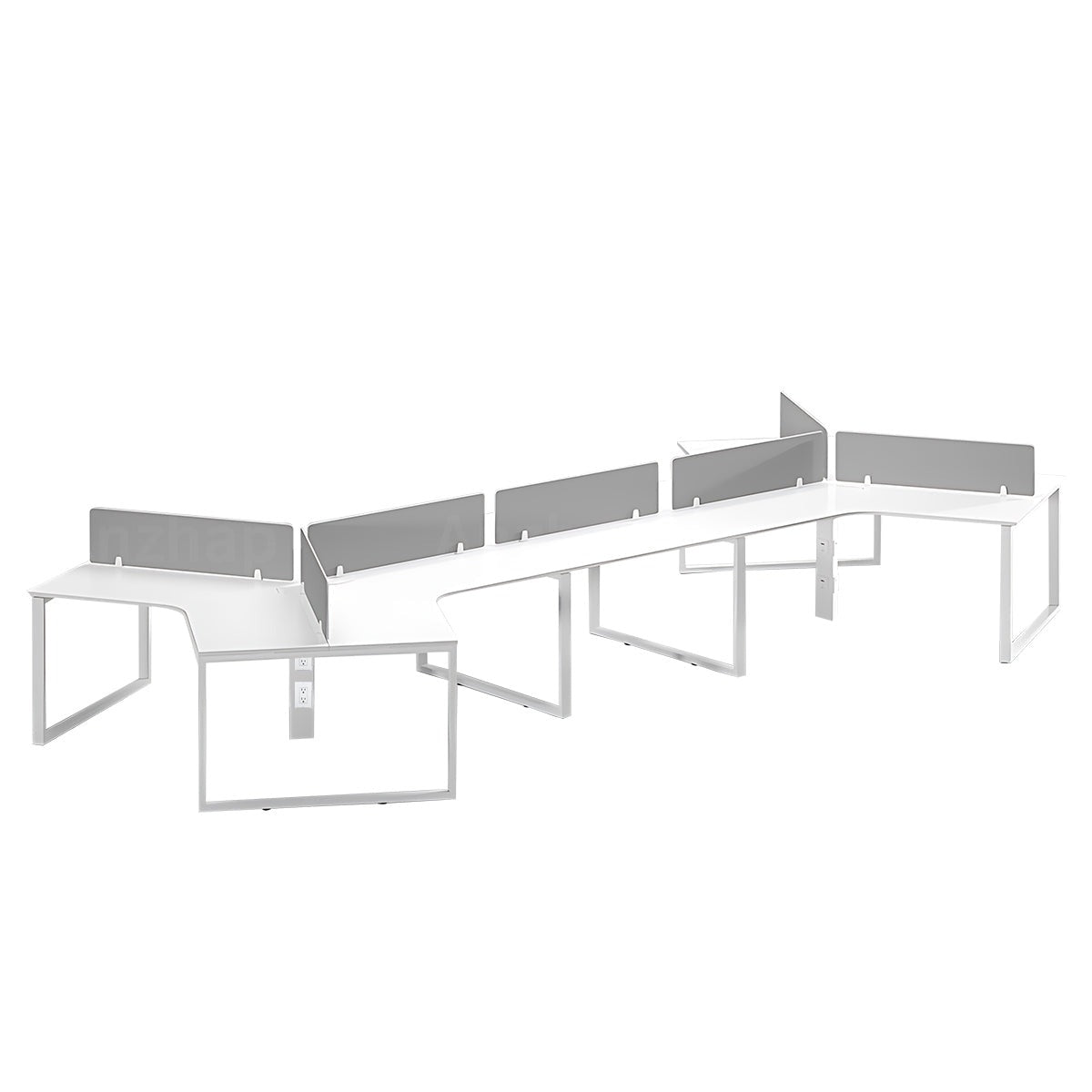 Minimalist Practical Gray and White Employee Desk with Privacy Panel and Sturdy Legs
