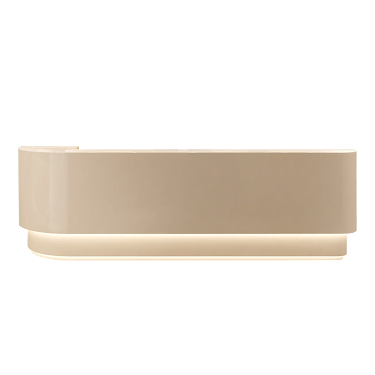 Modern Curved Reception Desk with LED Lighting, Locking Drawers, and Privacy Panel