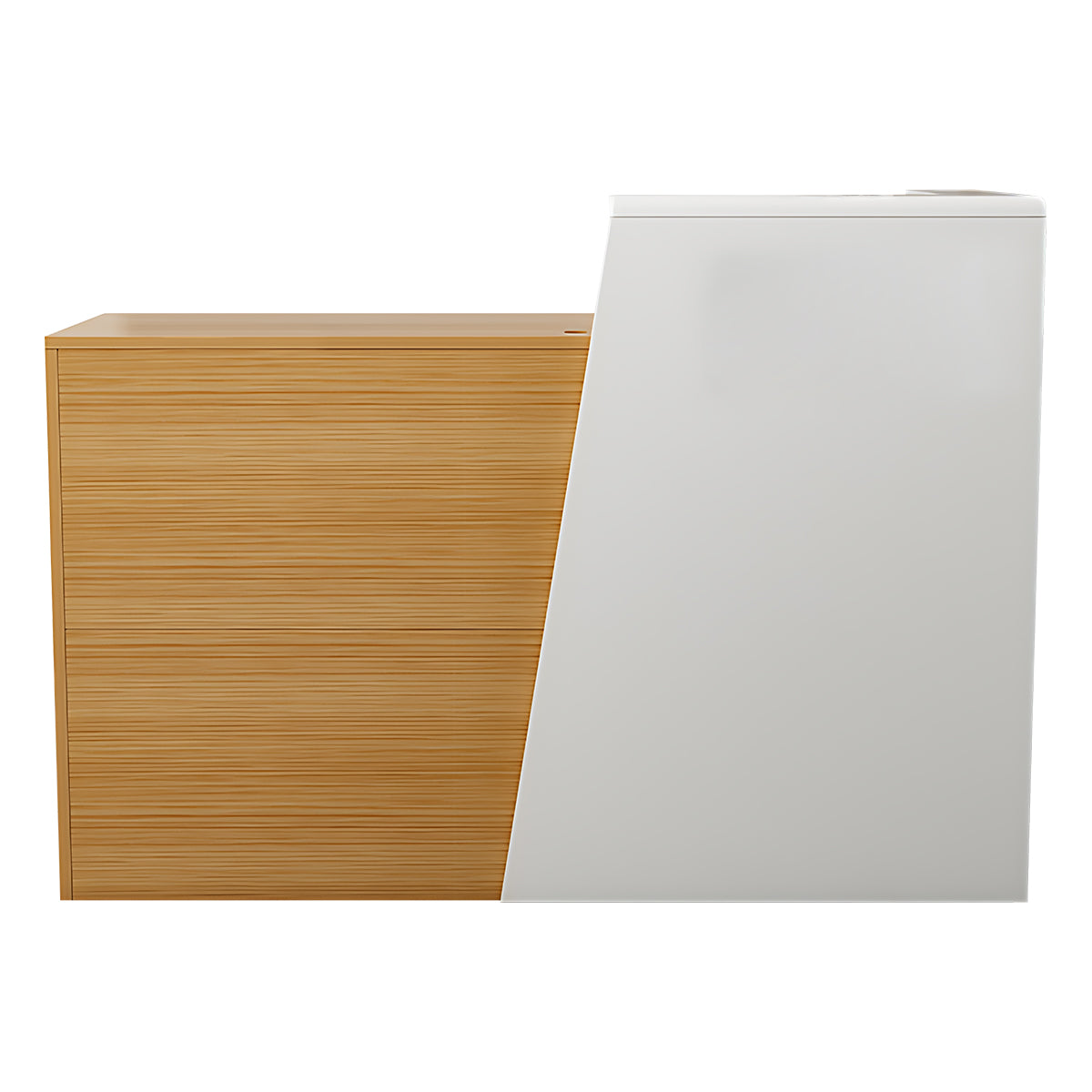 Clean and Professional Reception Desk with High-Quality Drawers and Storage Compartments