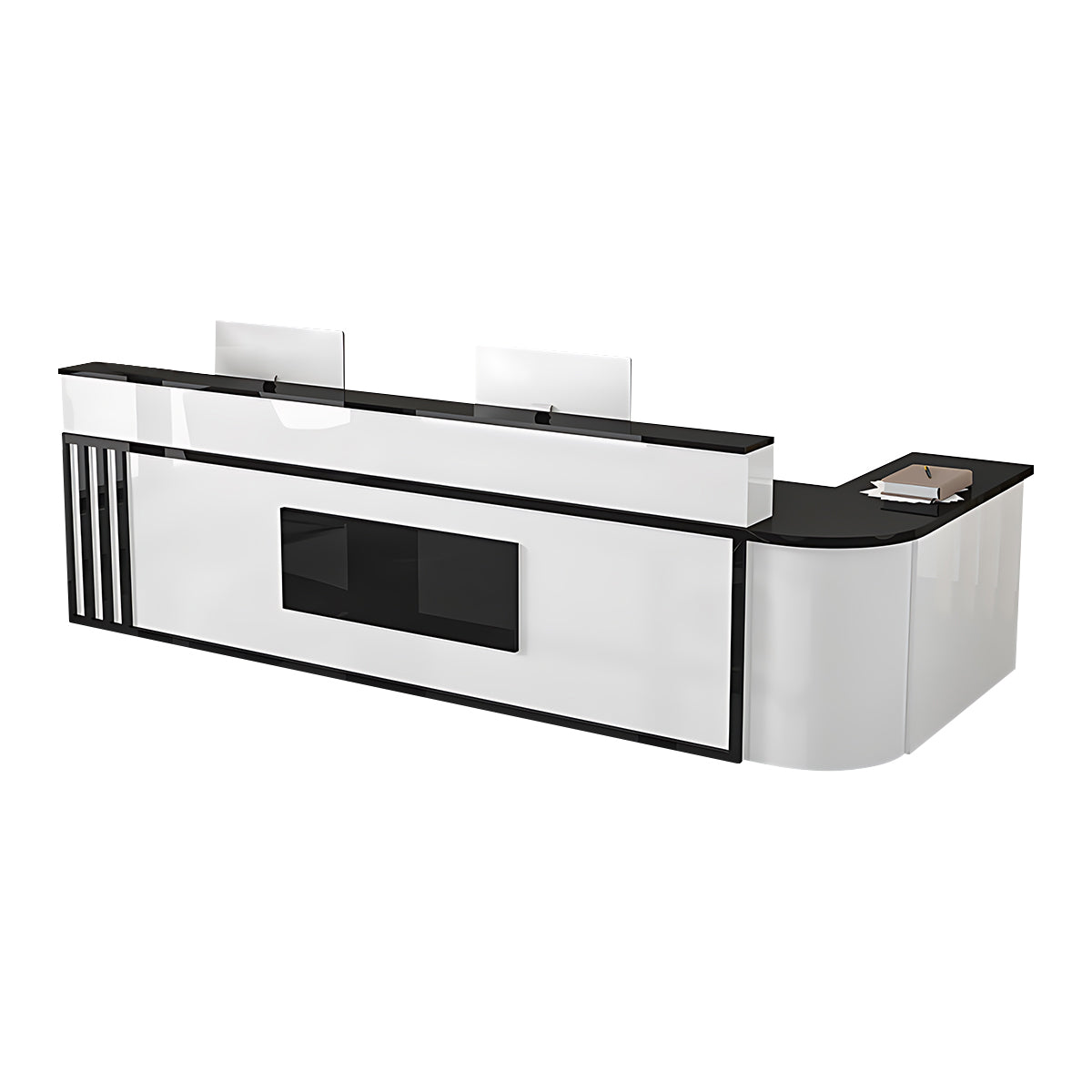 Modern Elegant Glossy Reception Desk with Corner Design