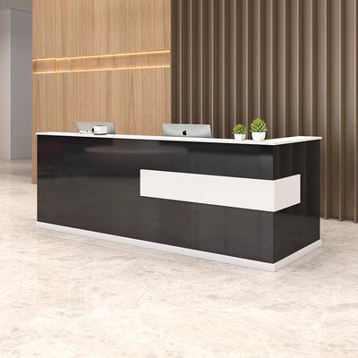 Modern Minimalist Reception Desk Cashier's Desk, Wood, White with Mapl ...