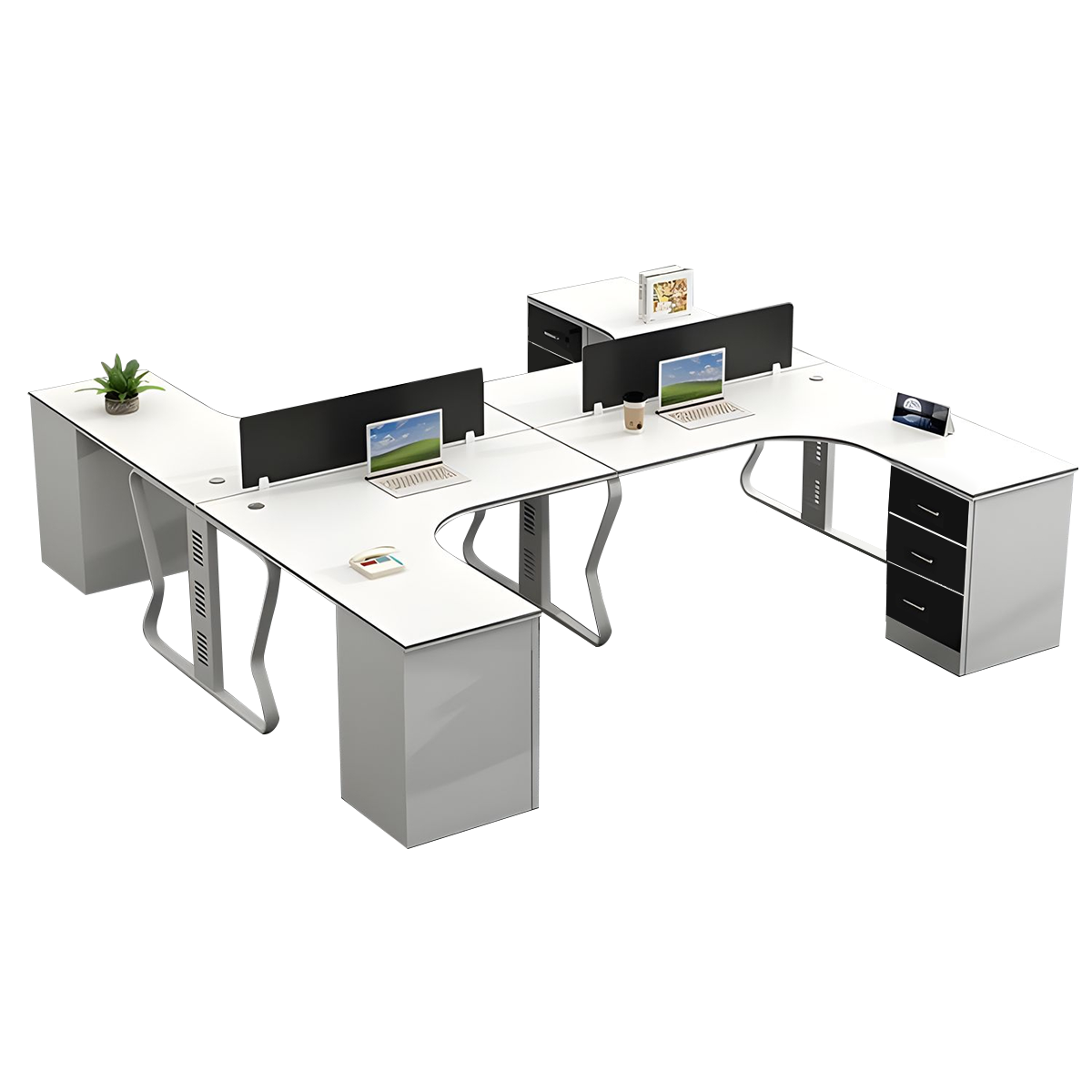 Employee Desk Minimalist Melamine Top Scratch Resistant Steel Legs