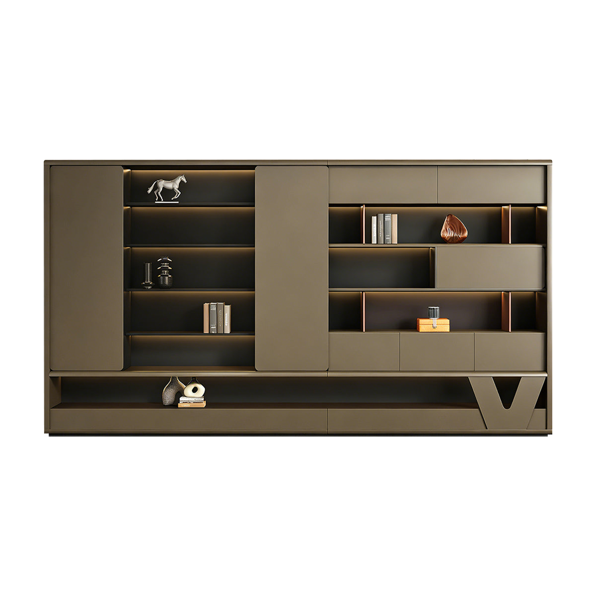 Functional Executive Desk with LED Lights & Built-In Power Rail