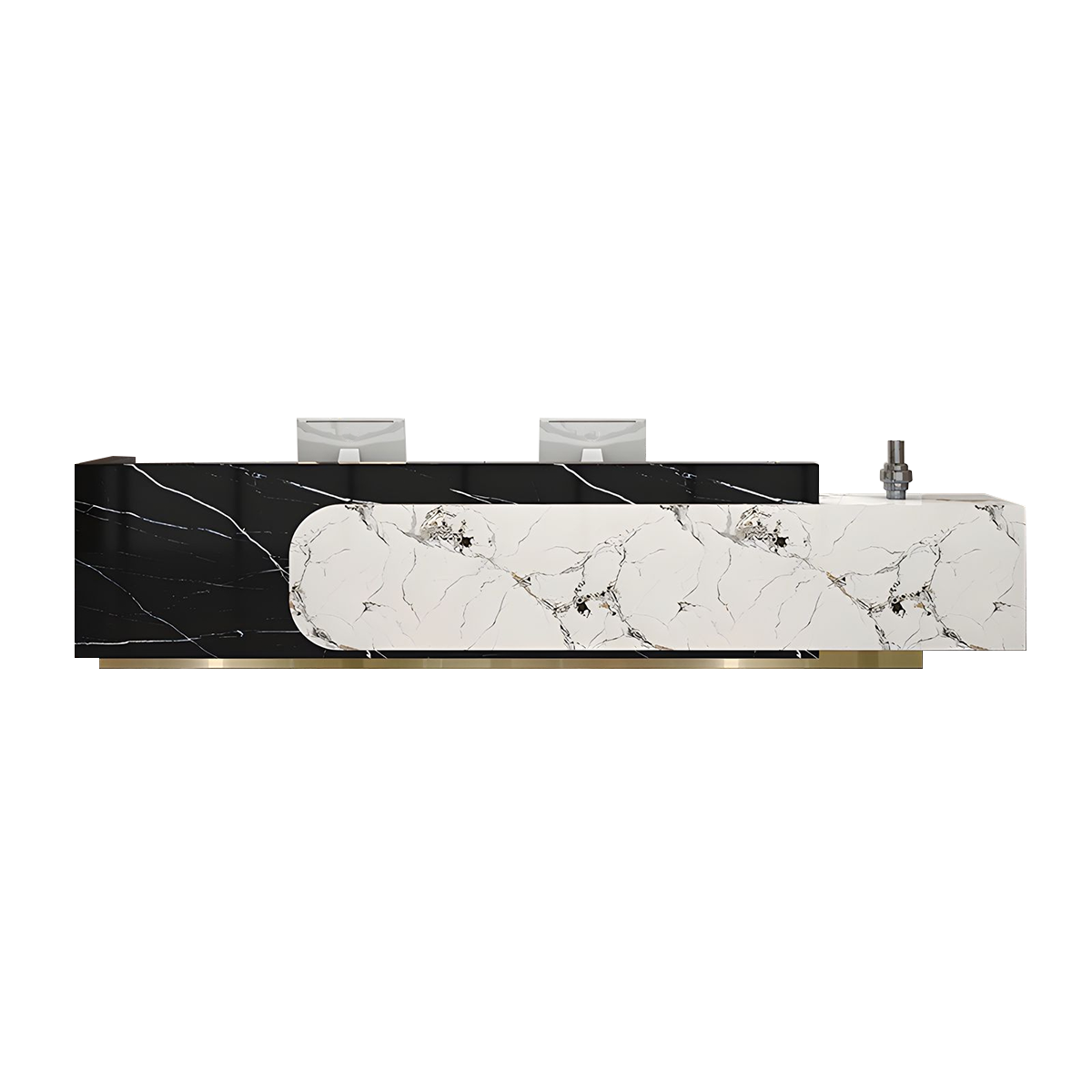 Luxury Modern Natural Stone Reception Desk Storage Drawers Cabinets